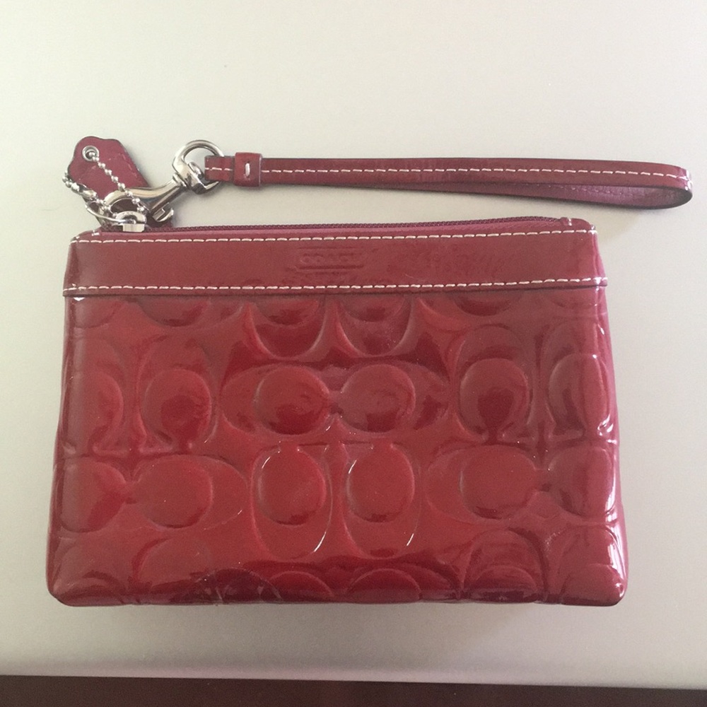 Coach red patent leather Wristlet